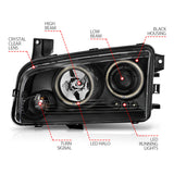 ANZO 2006-2010 Dodge Charger Projector Headlights w/ Halo Chrome (CCFL) - 121218