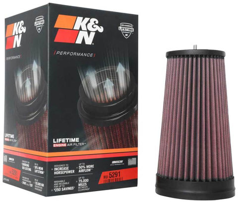 K&N Universal Unique Air Filter 2-3/4in FLG x 4-21/32in Base x 3-1/2in Top x 8-1/4in Height - RU-5291