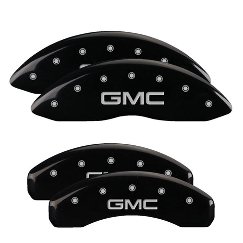 MGP 4 Caliper Covers Engraved F&R 21-22 GMC Yukon/XL - GMC Black w/ Silver Characters - 34221SGMCBK