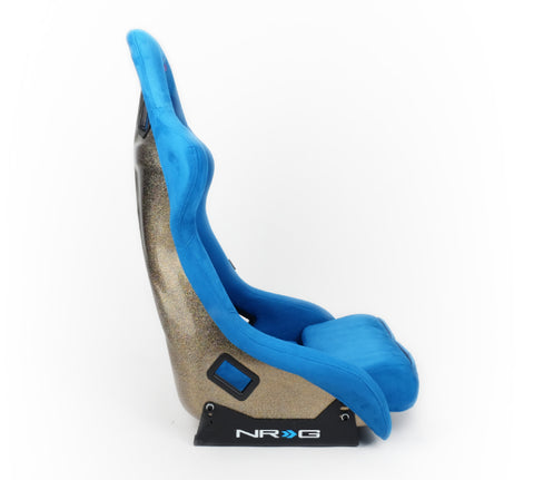NRG FRP Bucket Seat ULTRA Edition - Large (Blue Alcantara/Gold Glitter Back) - FRP-302BL-ULTRA
