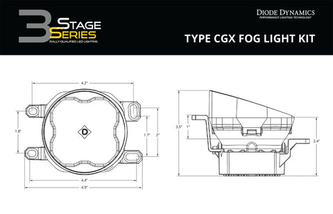 Diode Dynamics SS3 Type CGX LED Fog Light Kit Sport - White SAE Fog - DD6738
