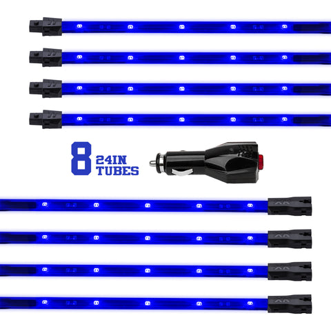 XK Glow Tube Single Color Underglow LED Accent Light Car/Truck Kit Blue - 8x24In - XK041002-B