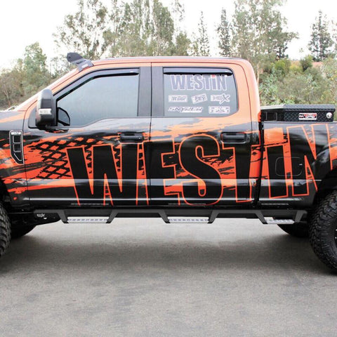 Westin/HDX 17-18 Ford F-250/350 Crew Cab (6.75ft Bed) Stainless Drop Nerf Step Bars - Textured Black - 56-5340252