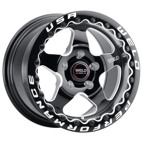 Weld S904 15x10 Ventura Beadlock 5x114.3 ET51 BS7.50 Gloss BLK MIL DIA 78.1 - S904B0067P51
