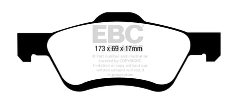 EBC 10-12 Ford Escape 2.5 Hybrid Yellowstuff Front Brake Pads - DP41709/2R