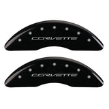 MGP 4 Caliper Covers Engraved Front & Rear C7/Corvette Black finish silver ch - 13084SCV7BK