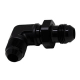 DeatschWerks 8AN Male Flare to 8AN Male Flare Bulkhead Adapter 90-Degree - Anodized Matte Black - 6-02-0711-B