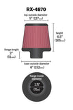 K&N Filter Universal X Stream Clamp-On 2 3/4 inch Flange 6 inch Base  5 inch Top 6 1/2 inch Height - RX-4870