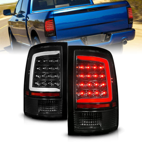ANZO 09-18 Dodge Ram 1500 Full LED Taillights w/ Sequential Black Housing/Clear Lens - 311452
