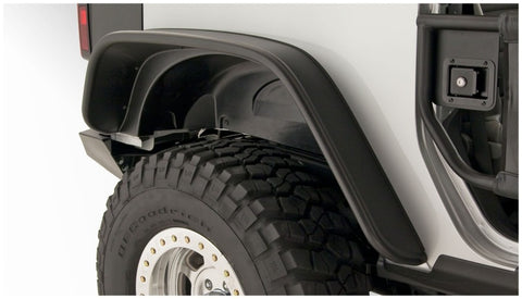 Bushwacker 07-18 Jeep Wrangler Flat Style Flares 4pc Fits 2-Door Sport Utility Only - Black - 10919-07