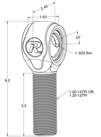 Ridetech R-Joint XL Rod End with 1.25in -12 Left Hand Thread - 90002897