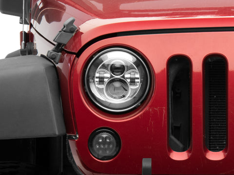 Raxiom 97-18 Jeep Wrangler TJ/JK Axial Series LED Daymaker Headlights- Chrome Housing (Clear Lens) - J108043
