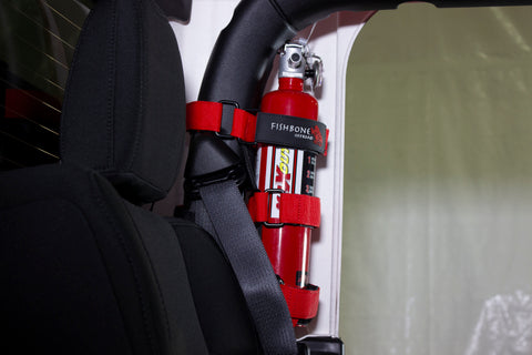 Fishbone Offroad Padded Roll Bar Red Fire Extinguisher Holder - FB55155