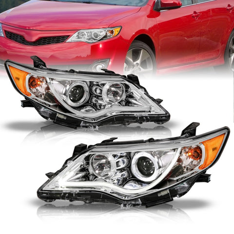 ANZO 2012-2013 Toyota Camry Projector Headlights w/ Halo Chrome - 121513