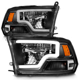 ANZO 2009-2020 Dodge Ram 1500 Full LED Square Projector Headlights w/ Chrome Housing Black Amber - 111539