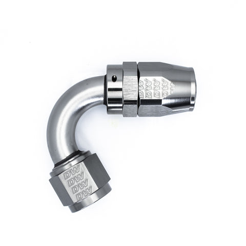 DeatschWerks 10AN Female Flare Swivel 120-Degree Hose End CPE - Anodized Matte Black - 6-02-0826-B