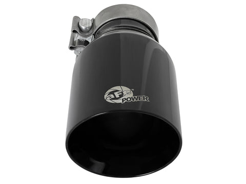 aFe MACH Force-Xp Univ 304 SS Double-Wall Clamp-On Exhaust Tip - Black - 3in Inlet - 4.5in Outlet - 49T30454-B092