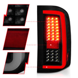 ANZO 2007-2013 Chevrolet Silverado1500/ 2500/ 3500 LED Tail Lights w/ Light Bar Black Housing Smoke - 311381