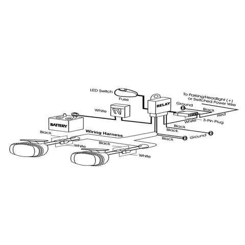 ANZO 12V Wiring Kit Universal 12V Auxiliary Wiring Kit w/ Illuminated Switch - 851062