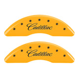 MGP 4 Caliper Covers Engraved F & R Cursive/Cadillac Yellow Finish Black Char 2017 Cadillac CT6 - 35026SCADYL