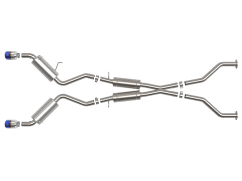 aFe Takeda 09-20 Nissan 370z 2-1/2 IN 304 Stainless Steel Cat-Back Exhaust System w/ Blue Flame Tip - 49-36139-L