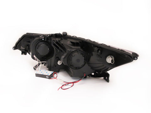 ANZO 2009-2012 Acura TSX Projector Headlights w/ Halo Black (CCFL) (HID Compatible) - 121393