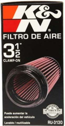 K&N Filter Universal Rubber Filter 3 1/2 inch Flange 4 5/8 inch Base 3 1/2 inch Top 7 inch Height - RU-3130