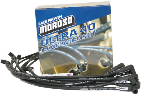 Moroso Chevrolet Small Block (Sprint Car) Ignition Wire Set - Ultra 40 - Unsleeved - HEI - Black - 73722