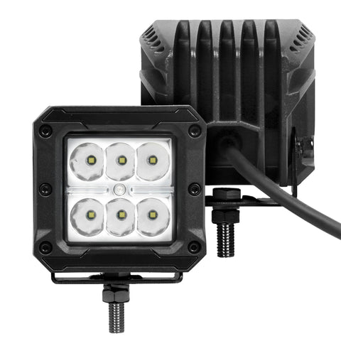 Go Rhino Xplor Bright Series Cube LED Spot Light Kit (Surface/Threaded Stud Mount) 3x3 - Blk (Pair) - 751803023SCS