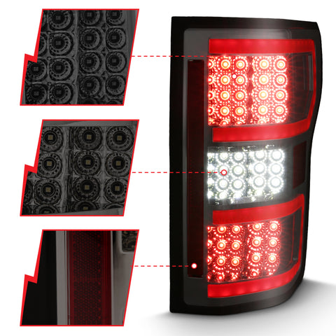 ANZO 2018-2019 Ford F-150 LED Taillight Smoke (Red Light Bar) (w/ Sequential) - 311315