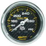 Autometer Carbon Fiber 52mm 140-280 Deg F Mechanical Oil Temp Gauge - 4741