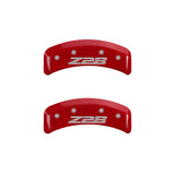 MGP 4 Caliper Covers Engraved Front Gen 4/Camaro Engraved Rear Gen 4/Z28 Red finish silver ch - 14026SZ84RD