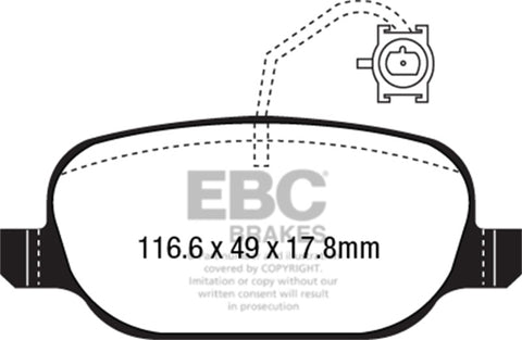 EBC 2014+ Alfa Romeo 4C 1.75L Turbo Yellowstuff Rear Brake Pads - DP42236R