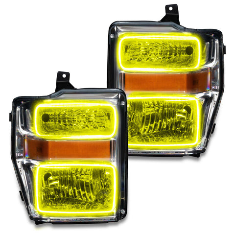 Oracle 08-10 Ford F250/350 Pre-Assembled Halo Headlights - Chrome Housing - ColorSHIFT - 7189-330