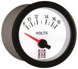 Autometer Stack 52mm 8-18V Electric Battery Voltage Gauge - White - ST3266