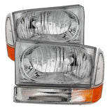 xTune Ford F250/350/450 Superduty 99-04 Crystal Headlights w/ Bumper Lights HD-JH-FF25099-AM-C - 9025419