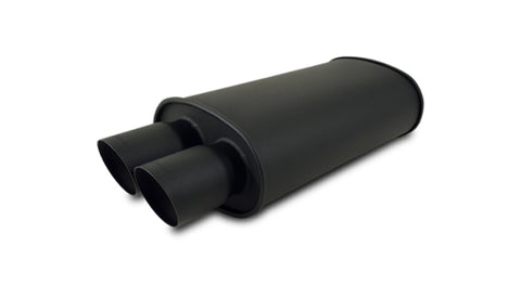 Vibrant StreetPower FLAT BLACK Oval Muffler with Dual 3in Outlets - 2.5in inlet I.D. - 1148