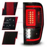 ANZO 19-22 Ford Ranger Full LED Taillights w/ Lightbar Sequential Signal Black Housing/Smoke Lens - 311447