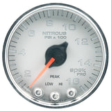 Autometer Spek-Pro Gauge Nitrous Press 2 1/16in 1600psi Stepper Motor W/Peak & Warn Slvr/Chrm - P32021