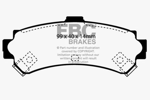 EBC 95-97 Nissan Sentra 1.6 Yellowstuff Rear Brake Pads - DP41067R