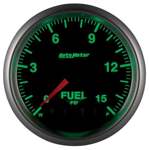 AutoMeter Gauge Fuel Press 2-1/16in. 15PSI Stepper Motor W/Peak & Warn Elite - 5667