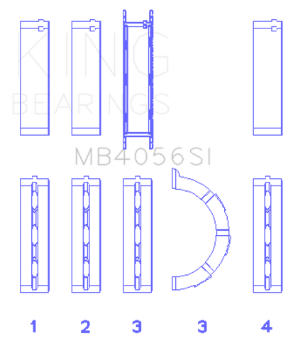 King Crankshaft Main Bearing 0.5mm (Oversize) Ford Duratec V6 - MB4056SI0.5