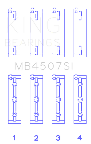 King Engine Bearings Suzuki H25A H27A (Size +0.50mm) Main Bearing Set - MB4507SI0.5