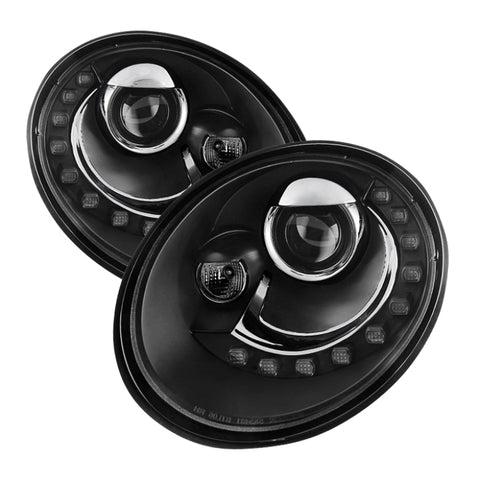 Spyder Volkswagen Beetle 06-10 Projector Headlights DRL LED Black PRO-YD-VB06-DRL-BK - 5080929