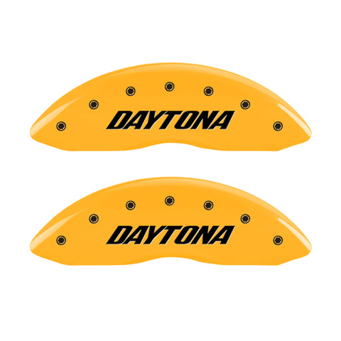 MGP 4 Caliper Covers Engraved Front & Rear Daytona Yellow Finish Black Char 2006 Dodge Charger - 12001SDAYYL
