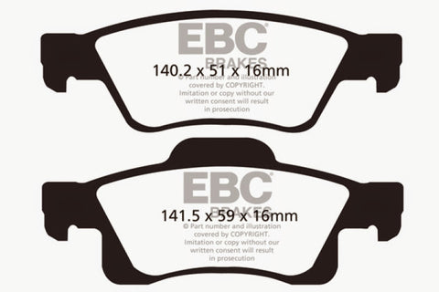 EBC 11+ Dodge Durango 3.6 Yellowstuff Rear Brake Pads - DP41872R
