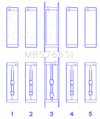 King GM LS1/2/4/6 (Housing Bore +.010) (Size STD) Main Bearing Set - MB5766SI