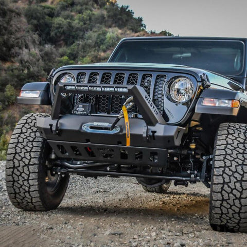 Westin 18-19 Jeep Wrangler JL WJ2 Stubby Front Bumper - Textured Black - 59-80085