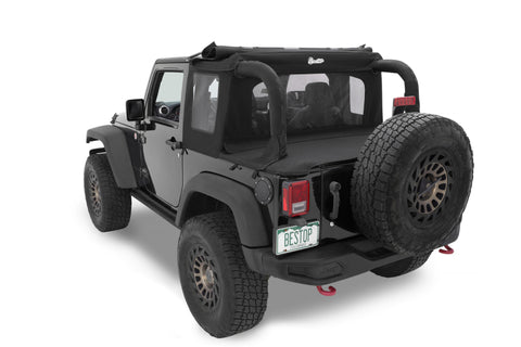 Bestop 07-18 Jeep Wrangler JK 2-Door Halftop Soft Top (Premium Black Twill) - 53900-17