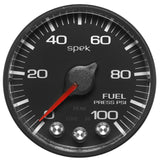 Autometer Spek-Pro Gauge Fuel Press 2 1/16in 100psi Stepper Motor W/Peak & Warn Blk/Blk - P314328
